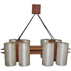 French Mid Century Modern 8 Light Danish Style Fixture