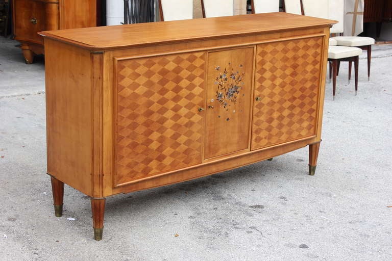 French Art Deco Masterpiece Buffet in Sycamore by Dominique In Excellent Condition In Hialeah, FL