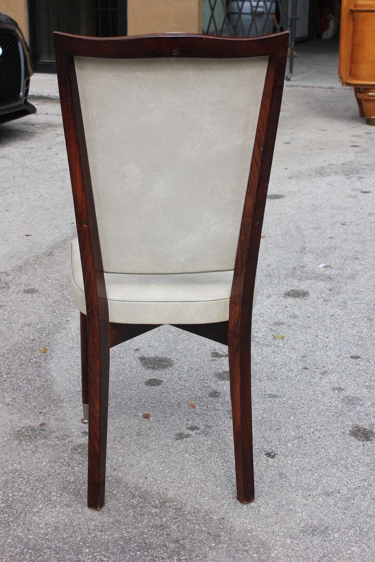 Set of Eight French Art Deco Walnut Dining Chairs, circa 1940s 1