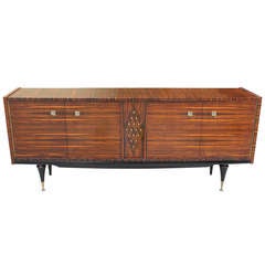 French Art Deco Exotic Macassar Ebony Diamond Inlay Buffet, circa 1940
s