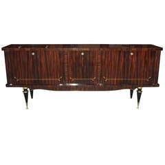 French Art Deco Exotic Macassar Ebony Buffet, Dark Grain