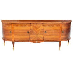 French Art Deco Exotic Macassar Ebony Buffet, Rounded Corners