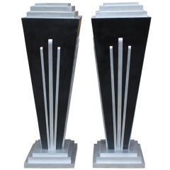 Pair French Art Deco Tri Steeped Pedestals