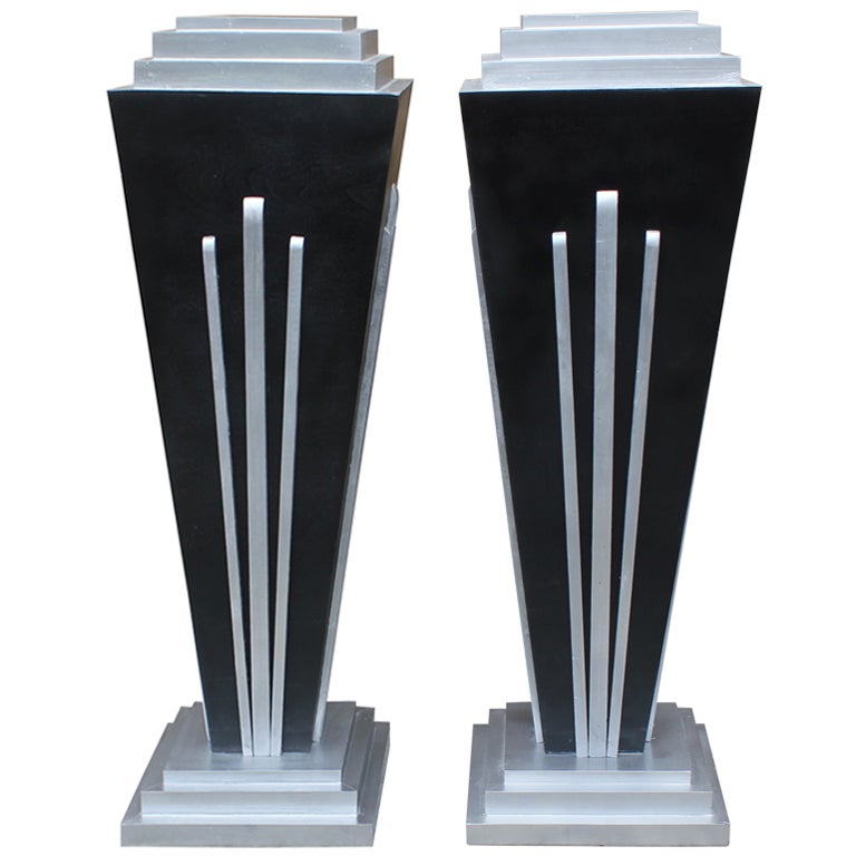 Pair French Art Deco Tri Steeped Pedestals at 1stDibs