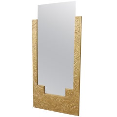 French Art Deco Monumental Carved Giltwood/ Plaster Mirror