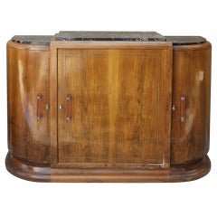 French Art Deco Solid Exotic Walnut Curve Form Buffet