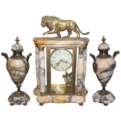 French Art Deco Clock / Sculpture/ Garniture "Lion"