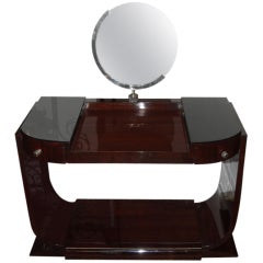French Art Deco Palisander Ladies Vanity, Opaline Glass
