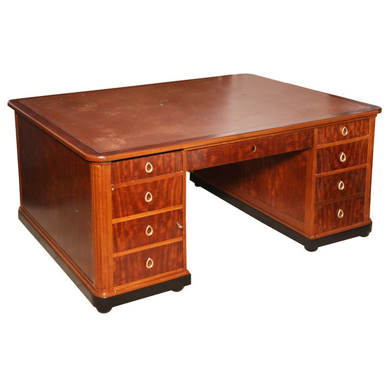 French Art Deco Partners Desk by F. Chaleyssin