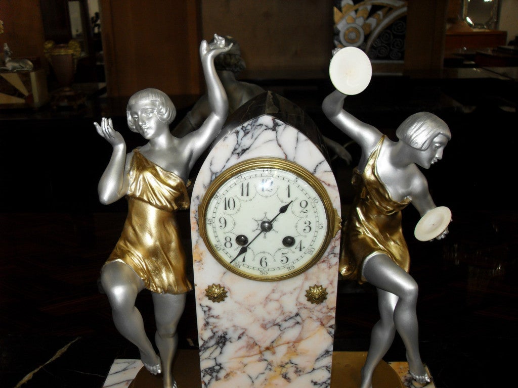 Mid-20th Century French Art Deco Period Sculpture Clock 
