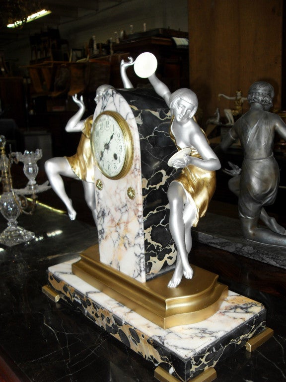 French Art Deco Period Sculpture Clock 