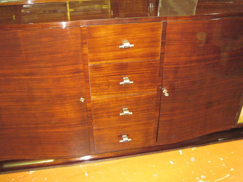 French Art Deco Rosewood Buffet or Sideboard with Display 1