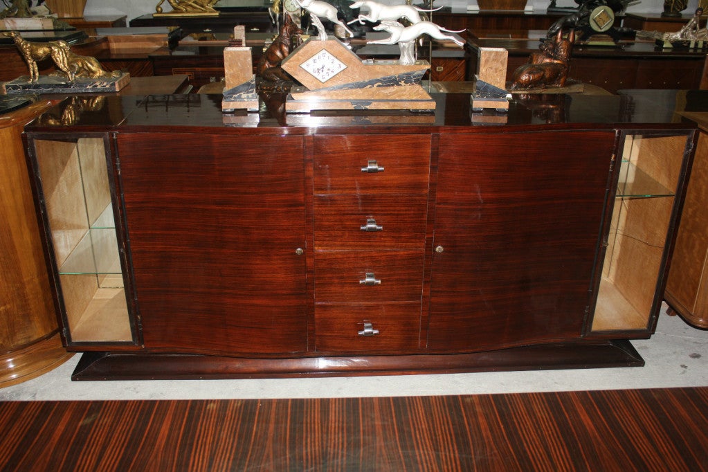 French Art Deco Rosewood Buffet or Sideboard with Display 2