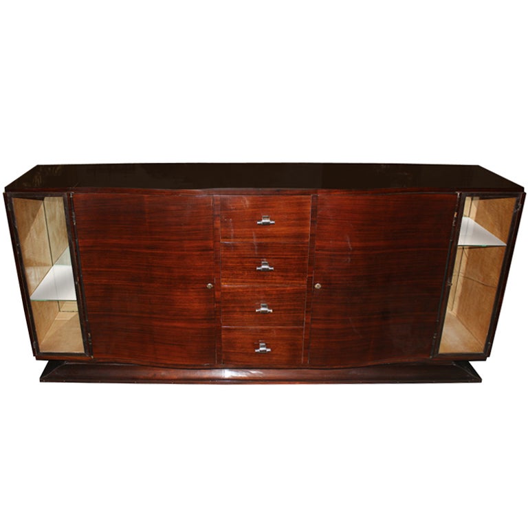 French Art Deco Rosewood Buffet or Sideboard with Display