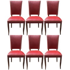 Set 6 French Art Deco Walnut Dining Chairs Set 6 French Art Deco Walnut Dining Chairs