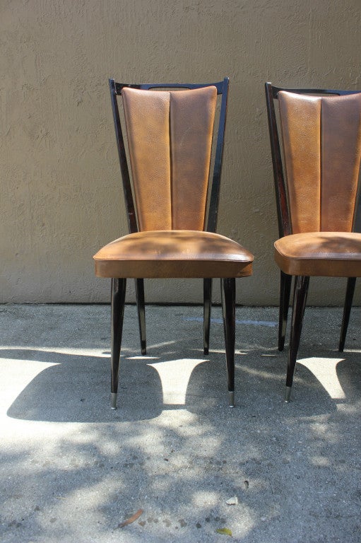 Set 6 French Art Deco Dining Chairs, Dark Walnut 5