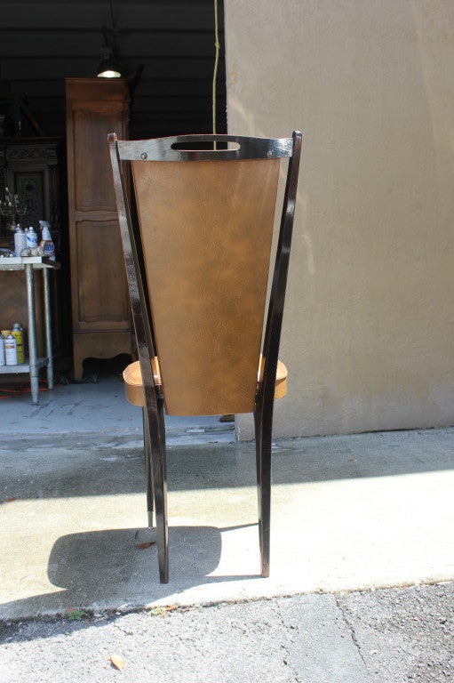 Set 6 French Art Deco Dining Chairs, Dark Walnut 4