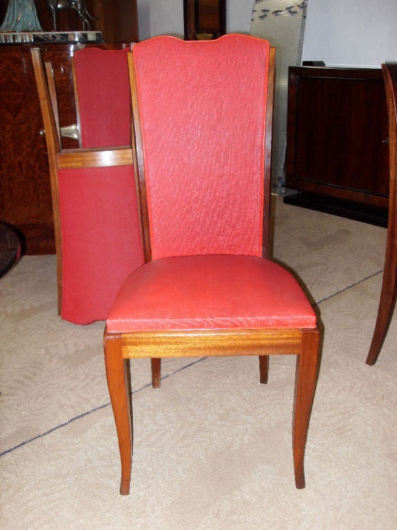 Set 6 French Art Deco Solid Walnut Dining Chairs, High Quality!