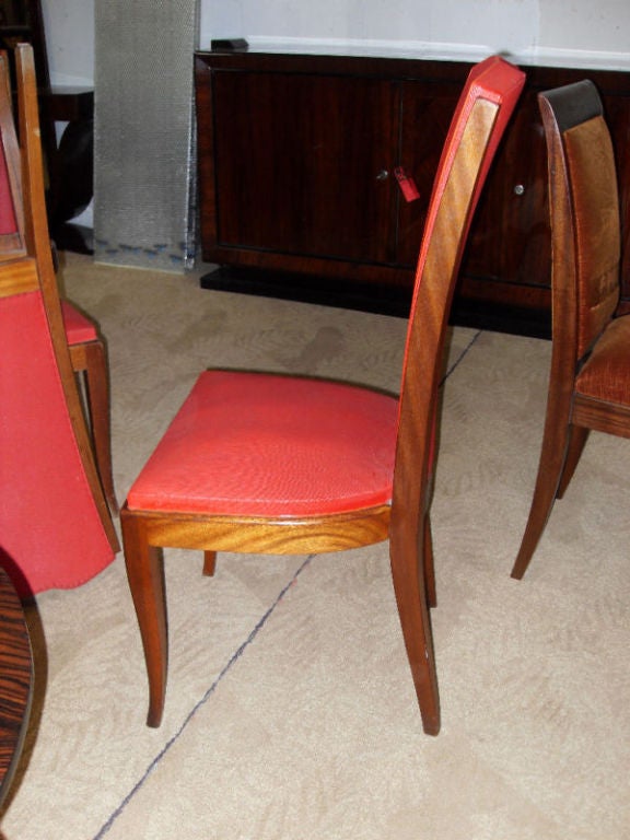 Mid-20th Century Set 6 French Art Deco Solid Walnut Dining Chairs