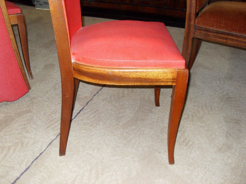 Set 6 French Art Deco Solid Walnut Dining Chairs 2