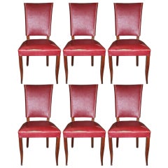Set 6 French Art Deco Solid Mahogany Dining Chairs