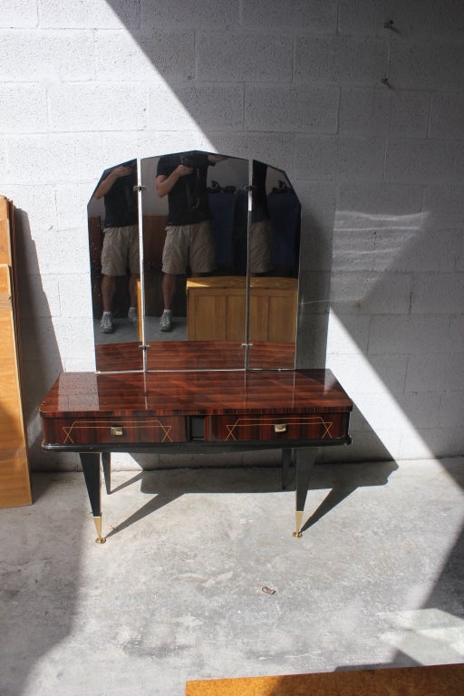 French Art Deco Exotic Macassar Ebony Ladies Vanity
