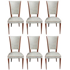 Set 6 French Art Deco Walnut Dining Chairs Set 6 French Art Deco Walnut Dining Chairs