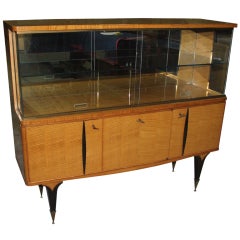 French Art Deco Center Cut Sycamore Vitrine/ Display Cabinet French Art Deco Center Cut Sycamore Vitrine/ Display Cabinet