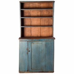 Antique Blue Stepback Cupboard