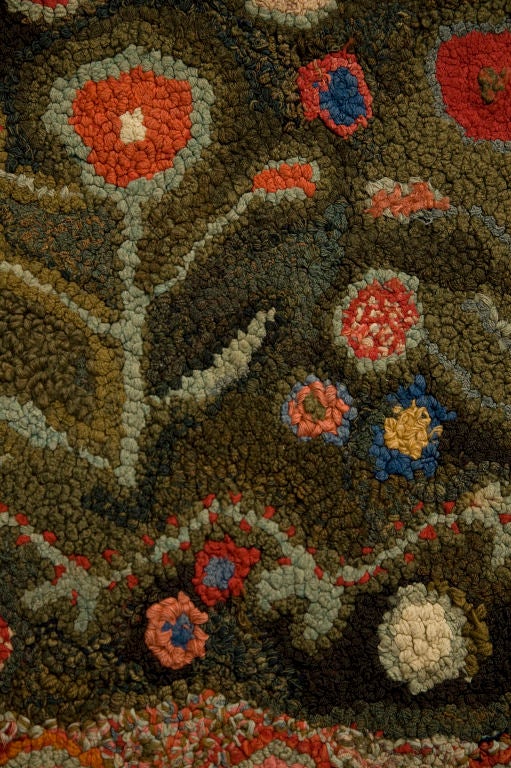 American Hooked Rug with Flowers