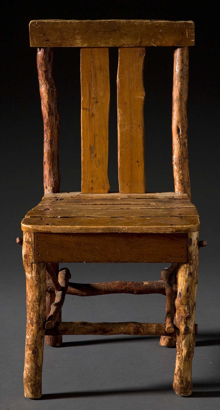 20th Century Hand-Hewn Branch and Slat Chair