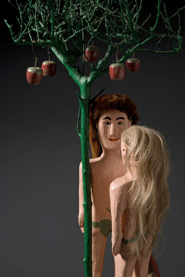 Primitive Miles Carpenter, Adam and Eve with Satan For Sale