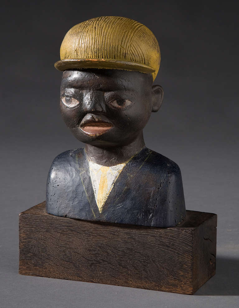 Folk Art African American Boy Bust For Sale