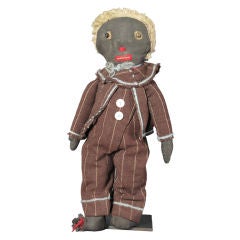 Black Rag Doll with Brown Pinstripe Suit