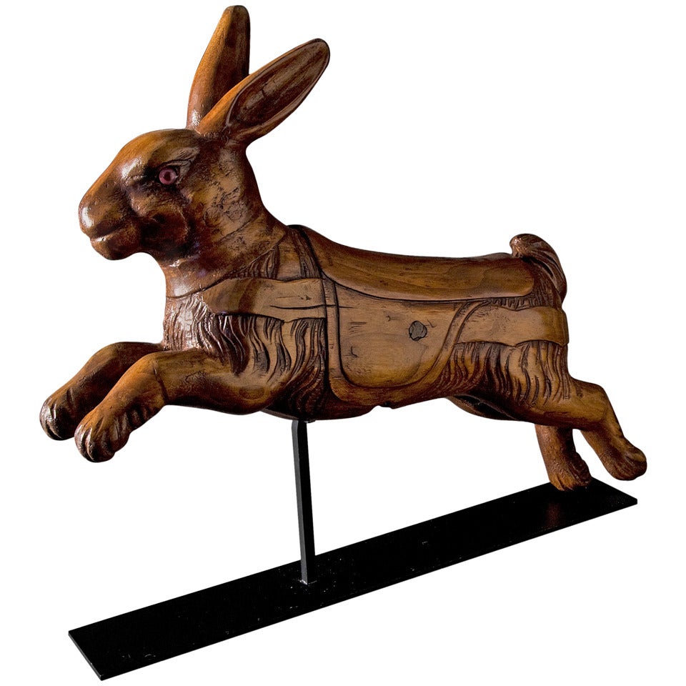 Carved Rabbit Carousel Figure For Sale