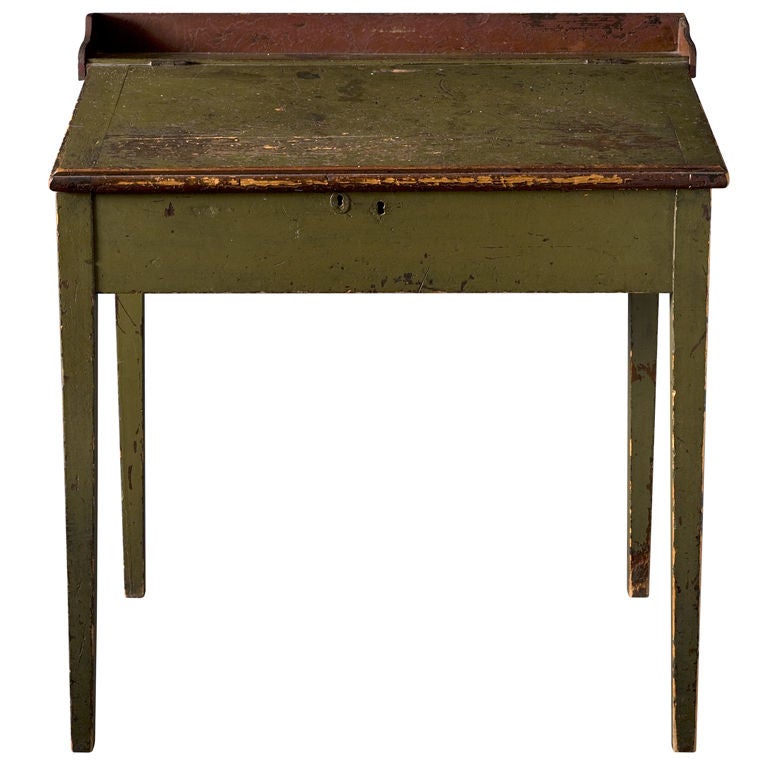 Green Painted School Masters Desk For Sale