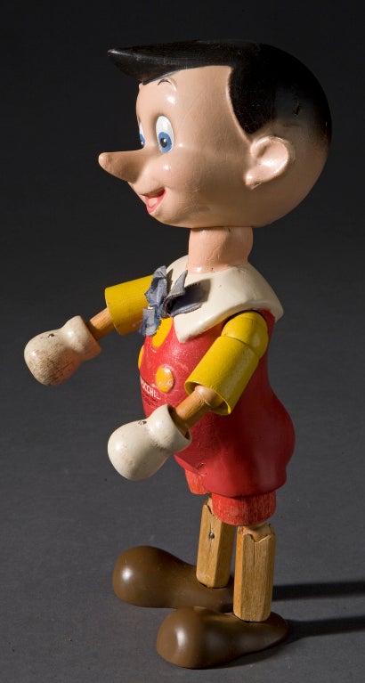 Articulated Pinocchio Toy
Circa 1940
Jointed Wood and polychrome.
Original condition.