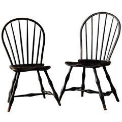 Antique Pair of Bow Back Windsor Side Chairs