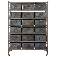 Vintage Industrial Metal Cabinet on Casters