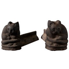 Antique Kitty Cat Andirons