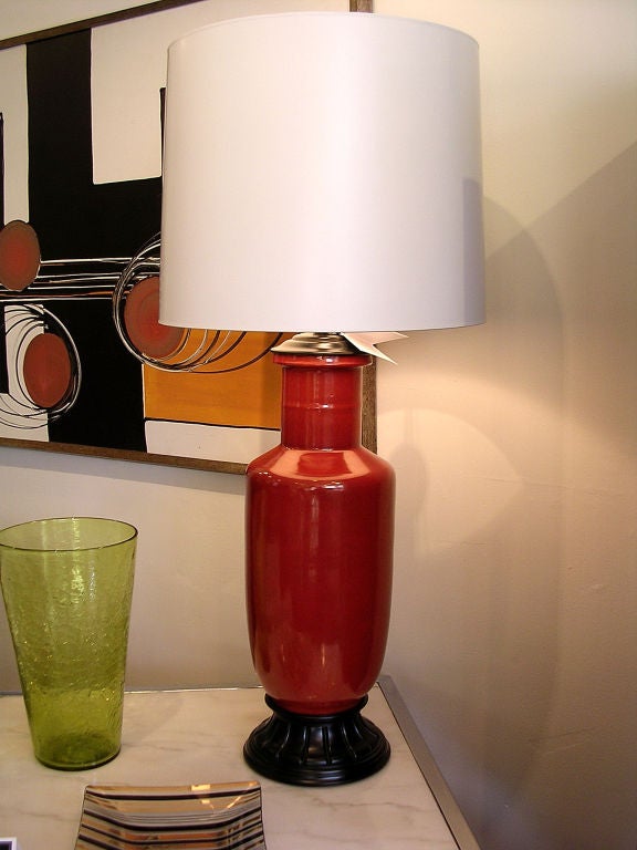 Chinese Red Pottery Lamp