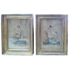 Pair of 19th C French Prints in Gilt frames