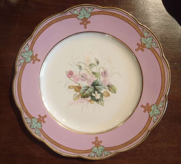 A set of 19thC English Davenport Longport Staffordshire Floral Dessert Plates