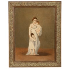 Used English School Painting Of Mother And Children