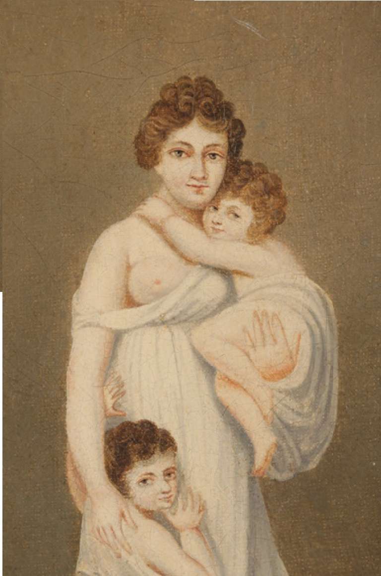 English School Painting Of Mother And Children