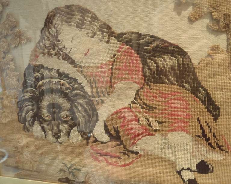 American Framed Victorian Needlepoint Work For Sale