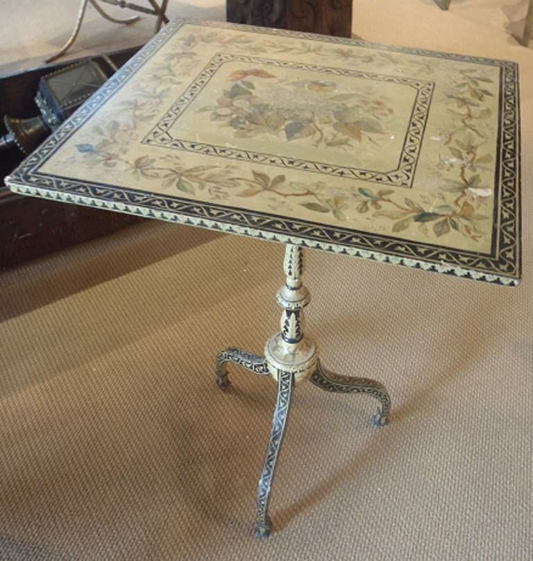 19thC English Painted Tripod Occasional Table