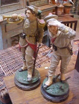 A rare pair of cast iron models of toy soldiers from Bradley and Hubbard Manufacturing Co., Philadelphia, PA.  Infantry/Marine