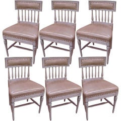 Antique A Set of Six(6) Gustavian (Swedish) Dining Chairs