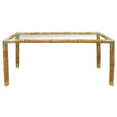 Mid-20thC Bamboo and Glass Console Table
